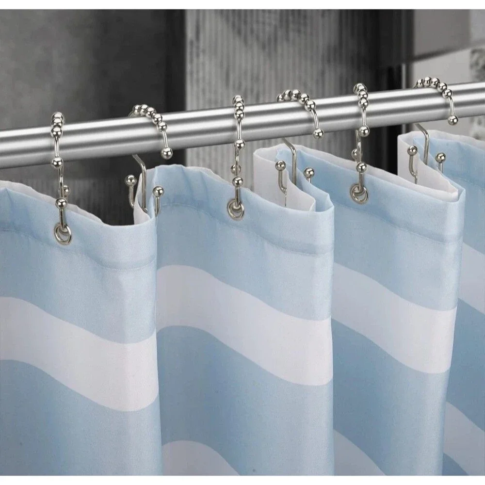 Titanker Shower Curtain Hooks Set of 12 Rustproof Metal Double Glide Rings